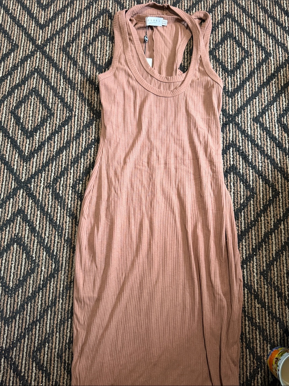 Club L London Ribbed Maxi Dress in Dusty Rose